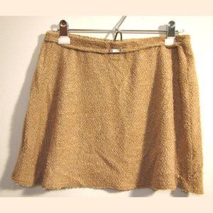 Pimkie Gold Tan Glitter Sparkly Lurex A-Line Wool Skirt M